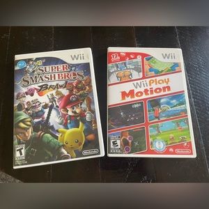 Wii Super smash bros brawl and Wii Play Motion games